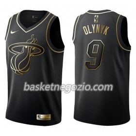 Canotte Uomo Miami Heat Kelly Olynyk 9 Nike Nero Golden Edition Swingman